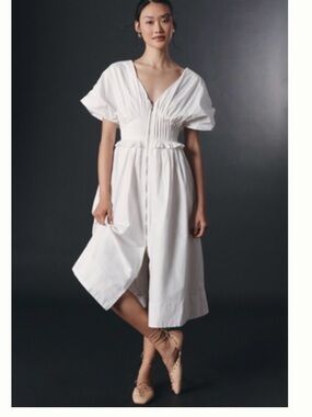By Anthropologie V-Neck Zip-Front Midi Dress